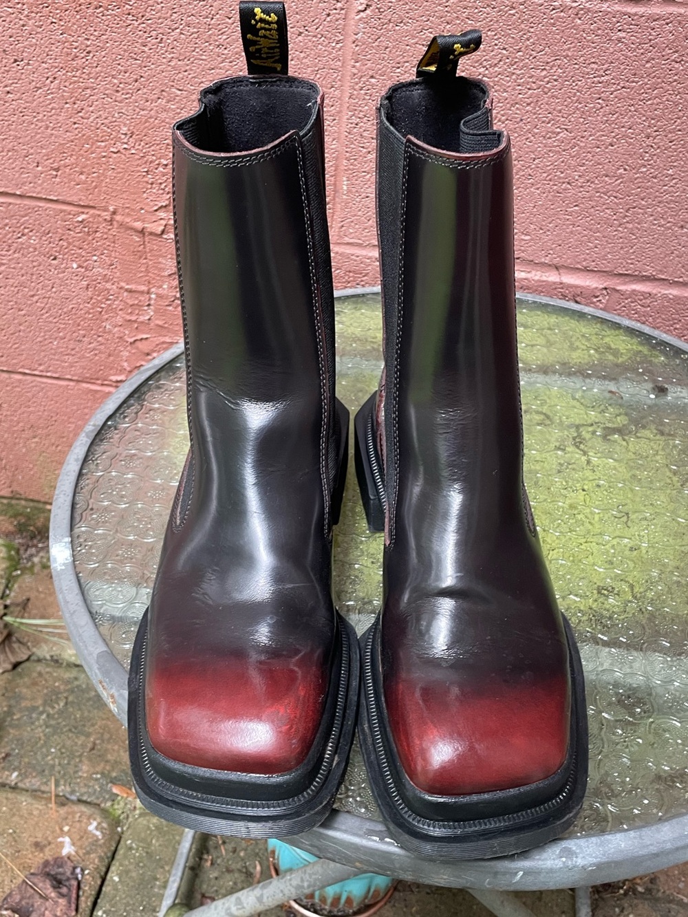 Dr Martens Maybole Square Toe Platform Chelsea Boots 9 Black / Cherry Red - Picture 8 of 14